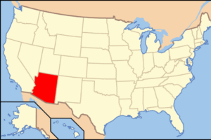 A US map with Arizona shaded
